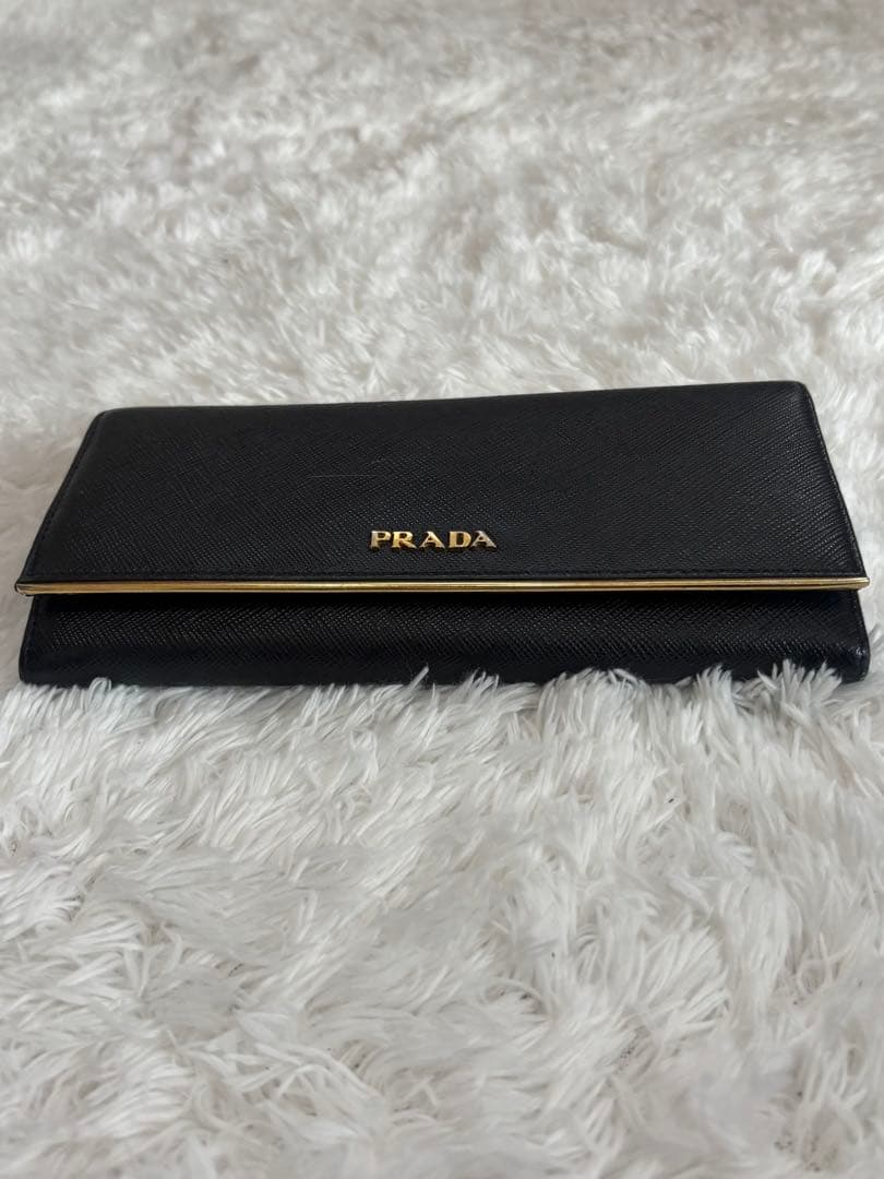 美品 PRADA プラダ パスケース付き 1MH132 ロングウォレット 黒