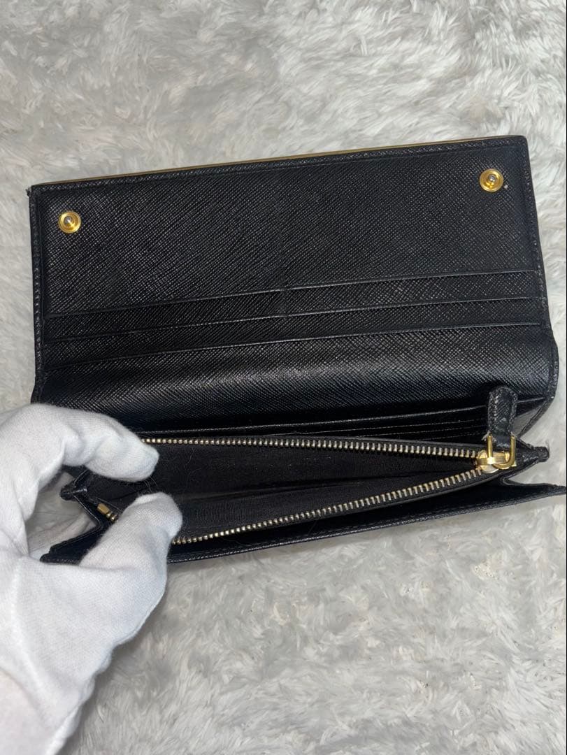 美品 PRADA プラダ パスケース付き 1MH132 ロングウォレット 黒