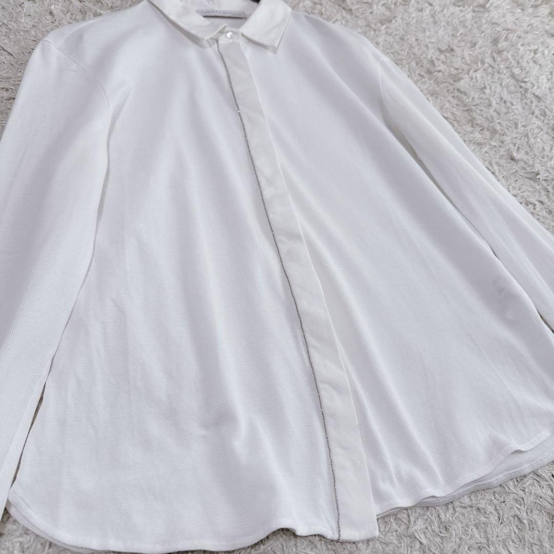 ファビアナフィリッピ　装飾シャツブラウス　白エンボス生地