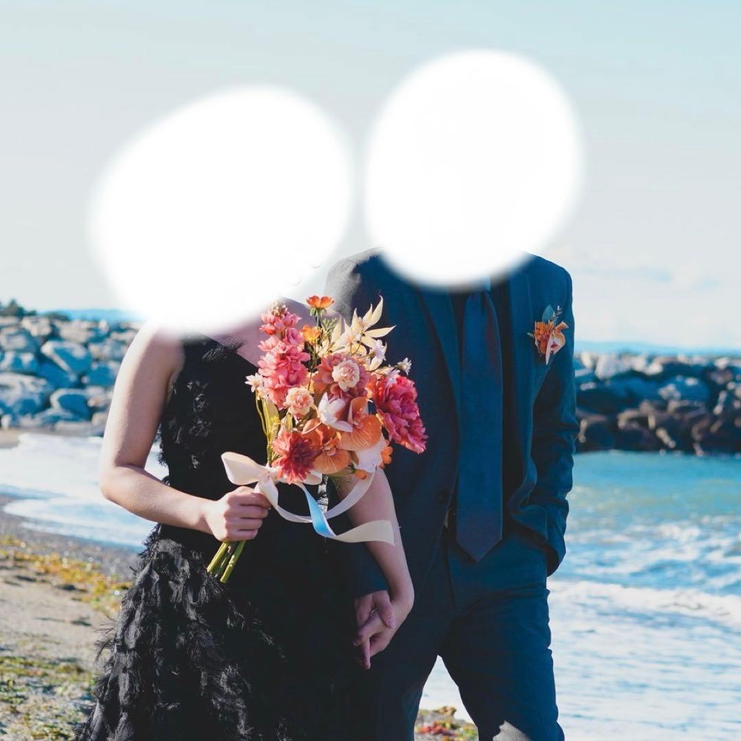 テラコッタ/オレンジカラー＊胡蝶蘭クラッチブーケ&ブートニア【ウェディング】