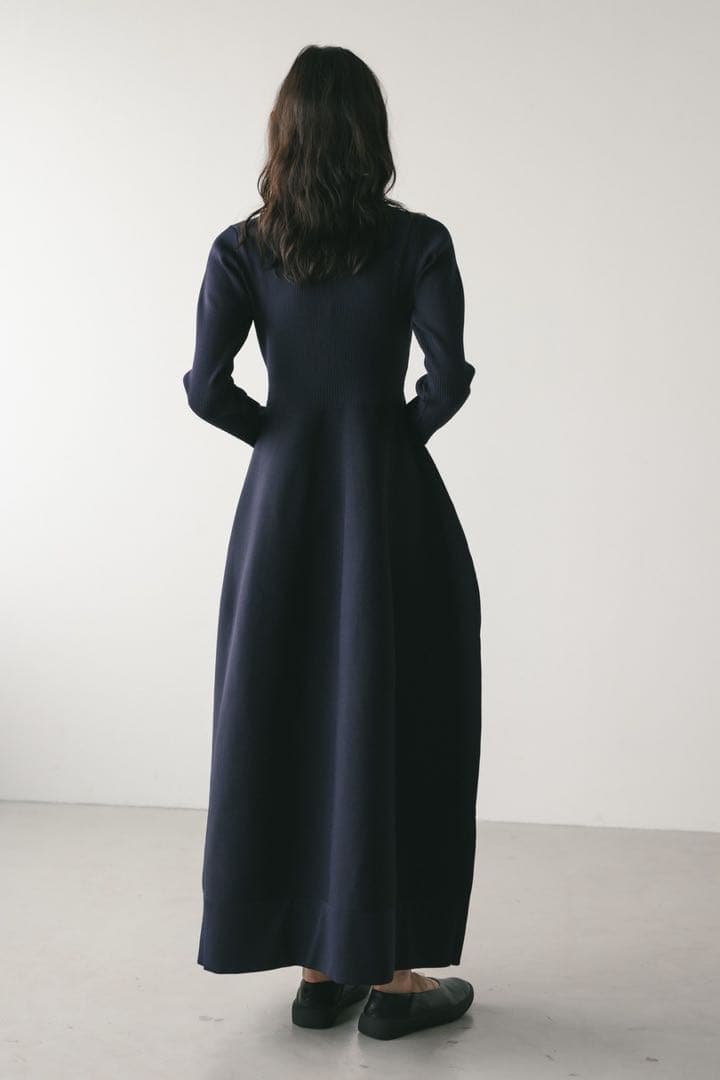 【STYLEMIXER】フォルムポロニットワンピース（ネイビー）