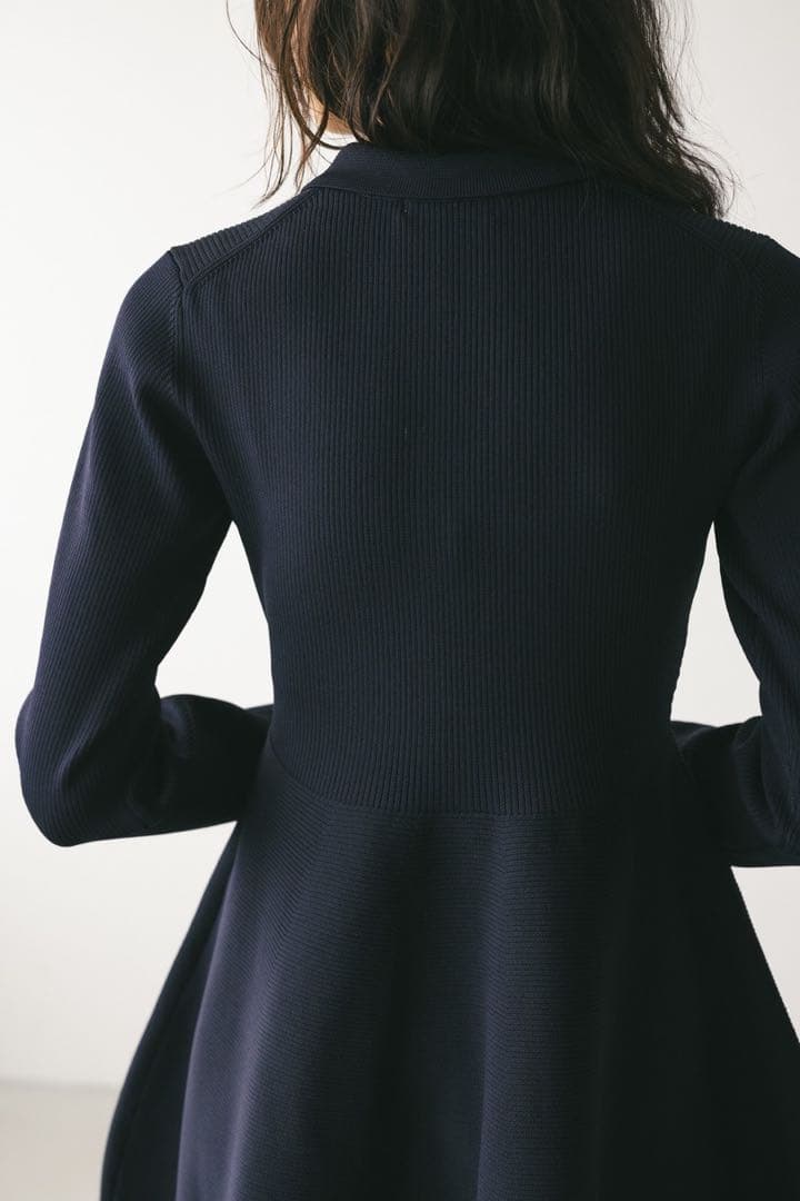 【STYLEMIXER】フォルムポロニットワンピース（ネイビー）