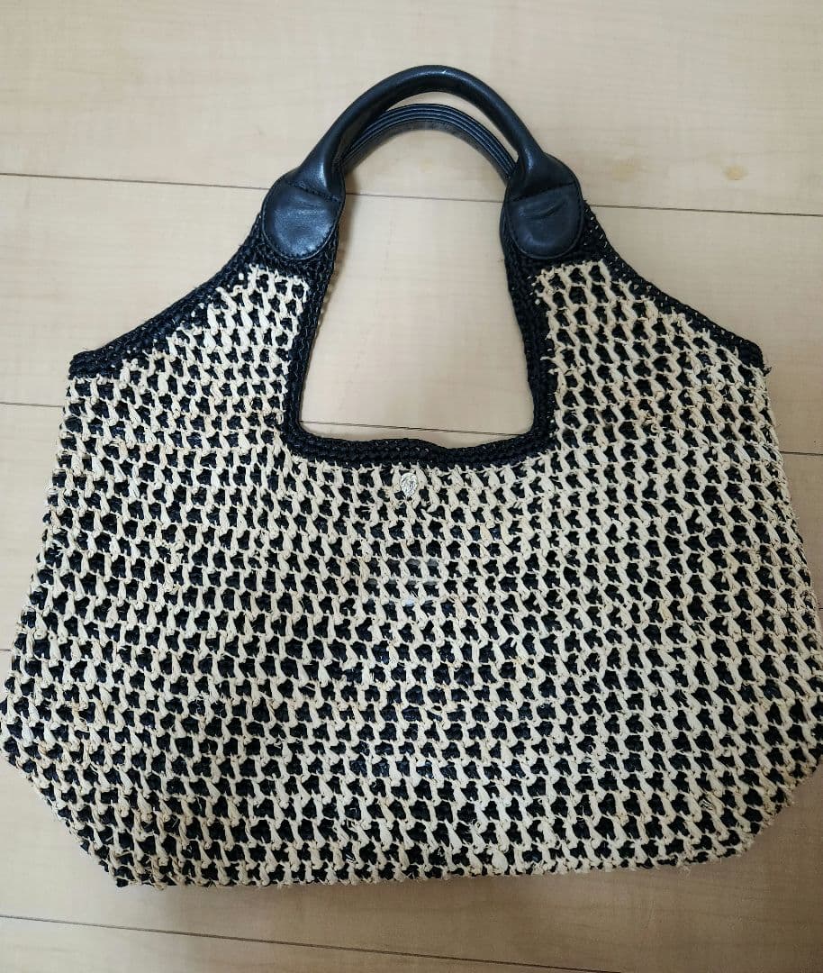 ヘレンカミンスキー ラフィア カゴバッグ レザーハンドル