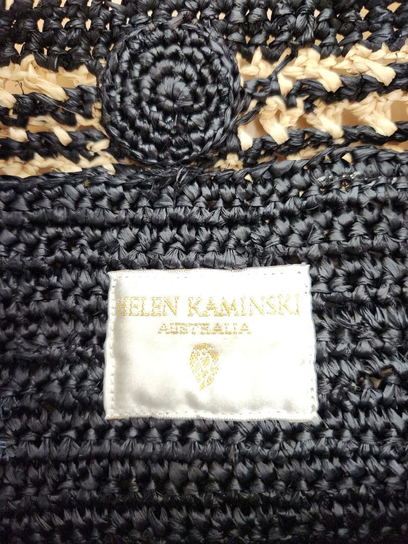 ヘレンカミンスキー ラフィア カゴバッグ レザーハンドル