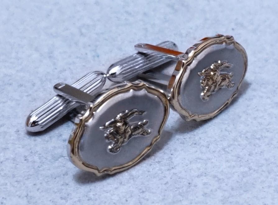 バーバリー　馬上の騎士　SILVER925K14GF　カフス　C1968