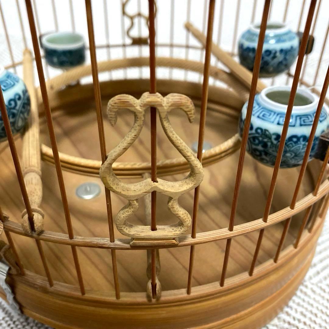 竹製 鳥かご 餌入れなどの小物セット　アジアン　インテリア【大幅お値下げ‼︎‼︎】