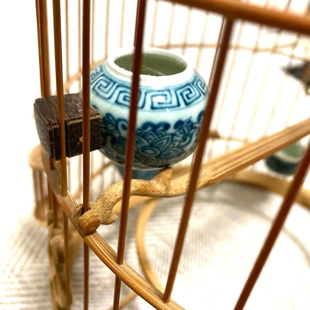 竹製 鳥かご 餌入れなどの小物セット　アジアン　インテリア【大幅お値下げ‼︎‼︎】