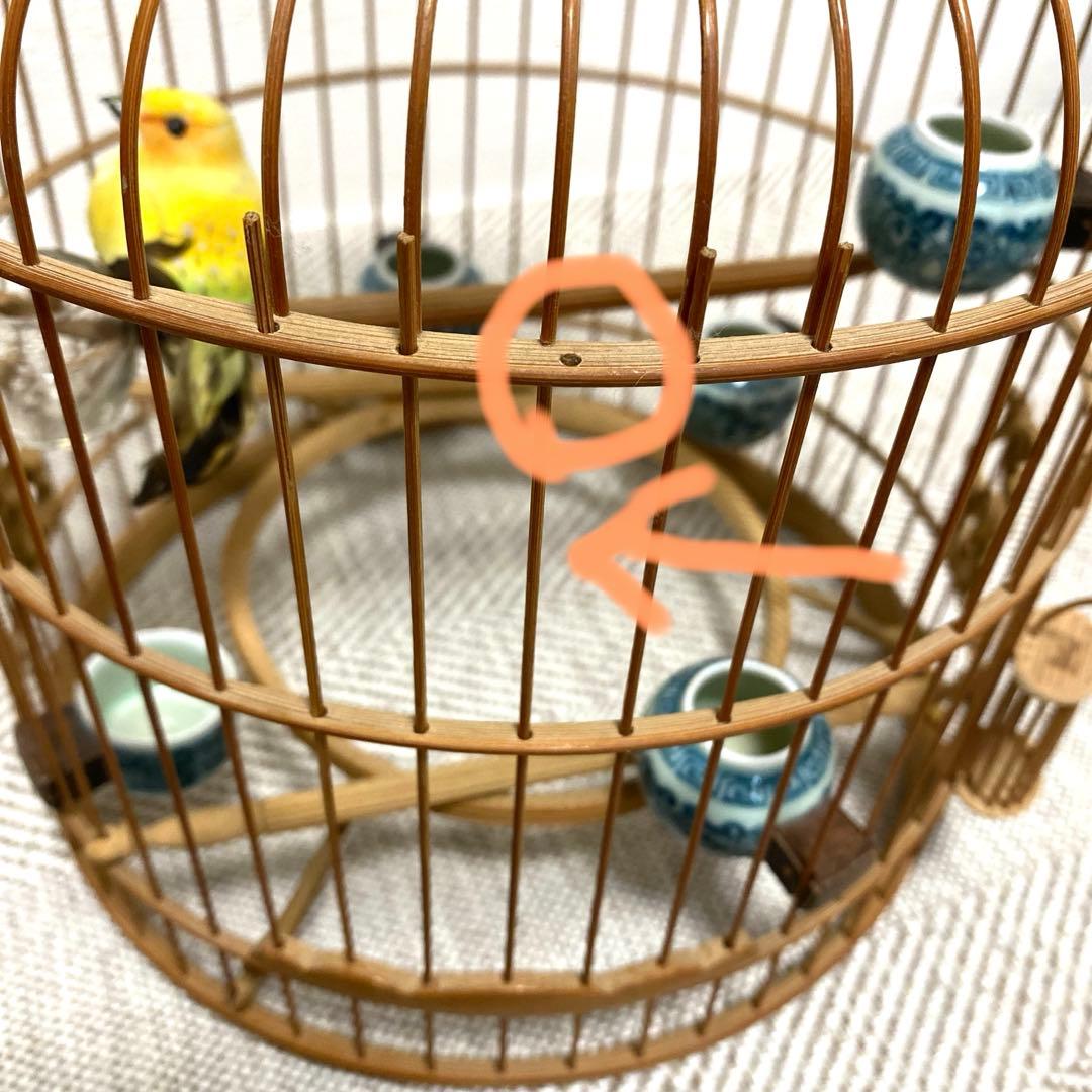 竹製 鳥かご 餌入れなどの小物セット　アジアン　インテリア【大幅お値下げ‼︎‼︎】