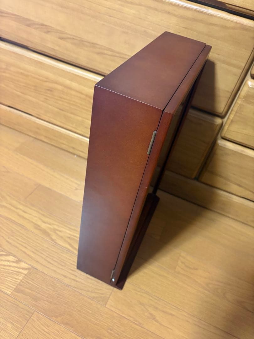 コレクションケース 木製 背面ミラー 棚ガラス5枚付