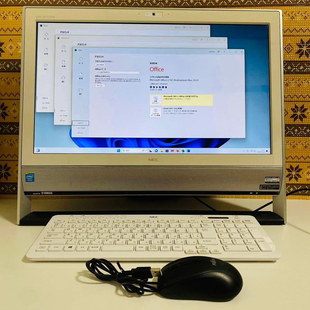 Y895 NECデスクトップSSD高速 Windows11オフィス2024付き
