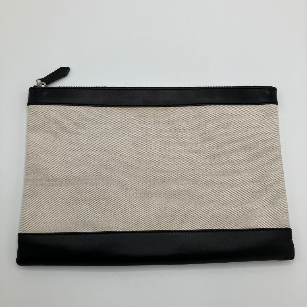 【美品】BALENCIAGA 373834 キャンバス レザー クラッチバッグ