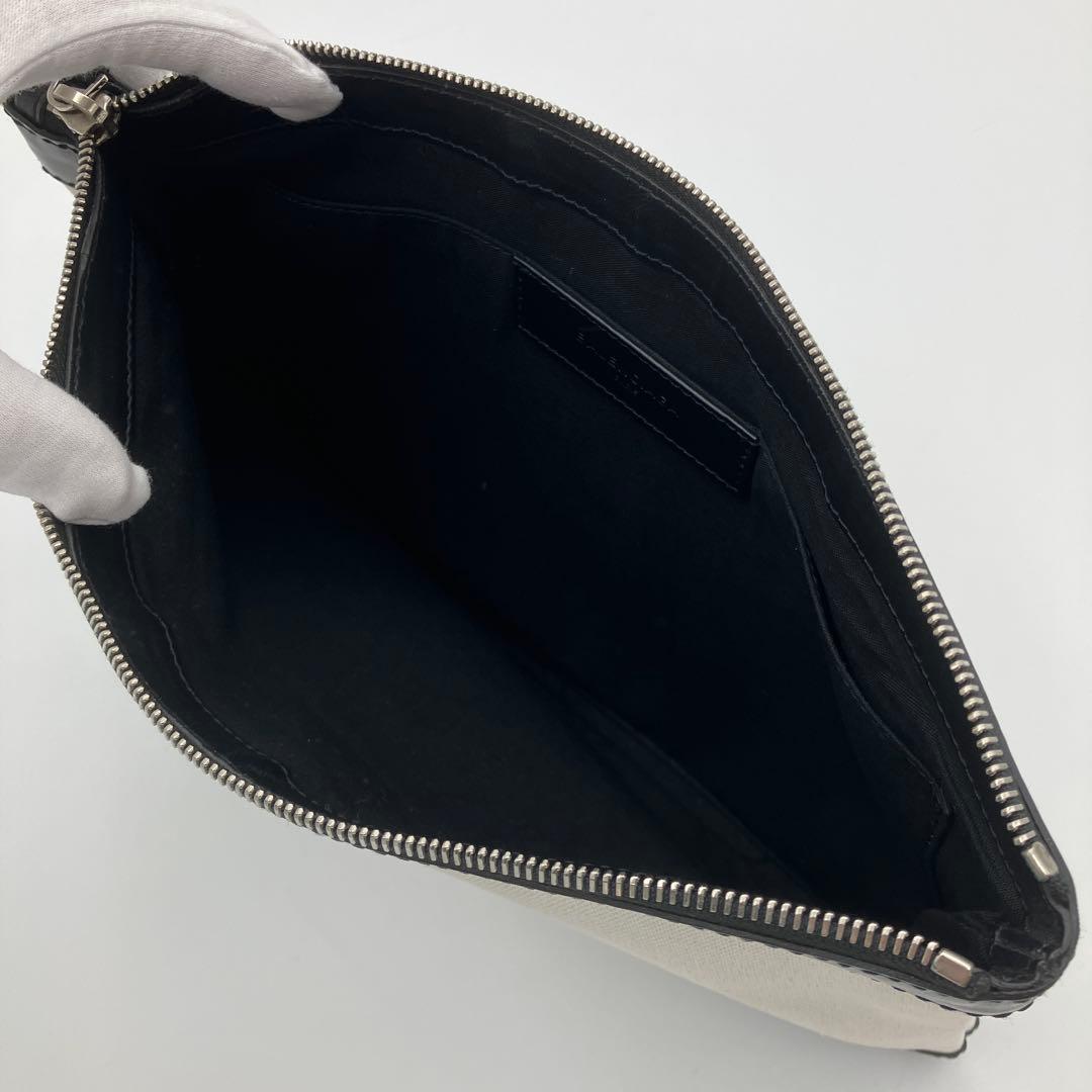 【美品】BALENCIAGA 373834 キャンバス レザー クラッチバッグ
