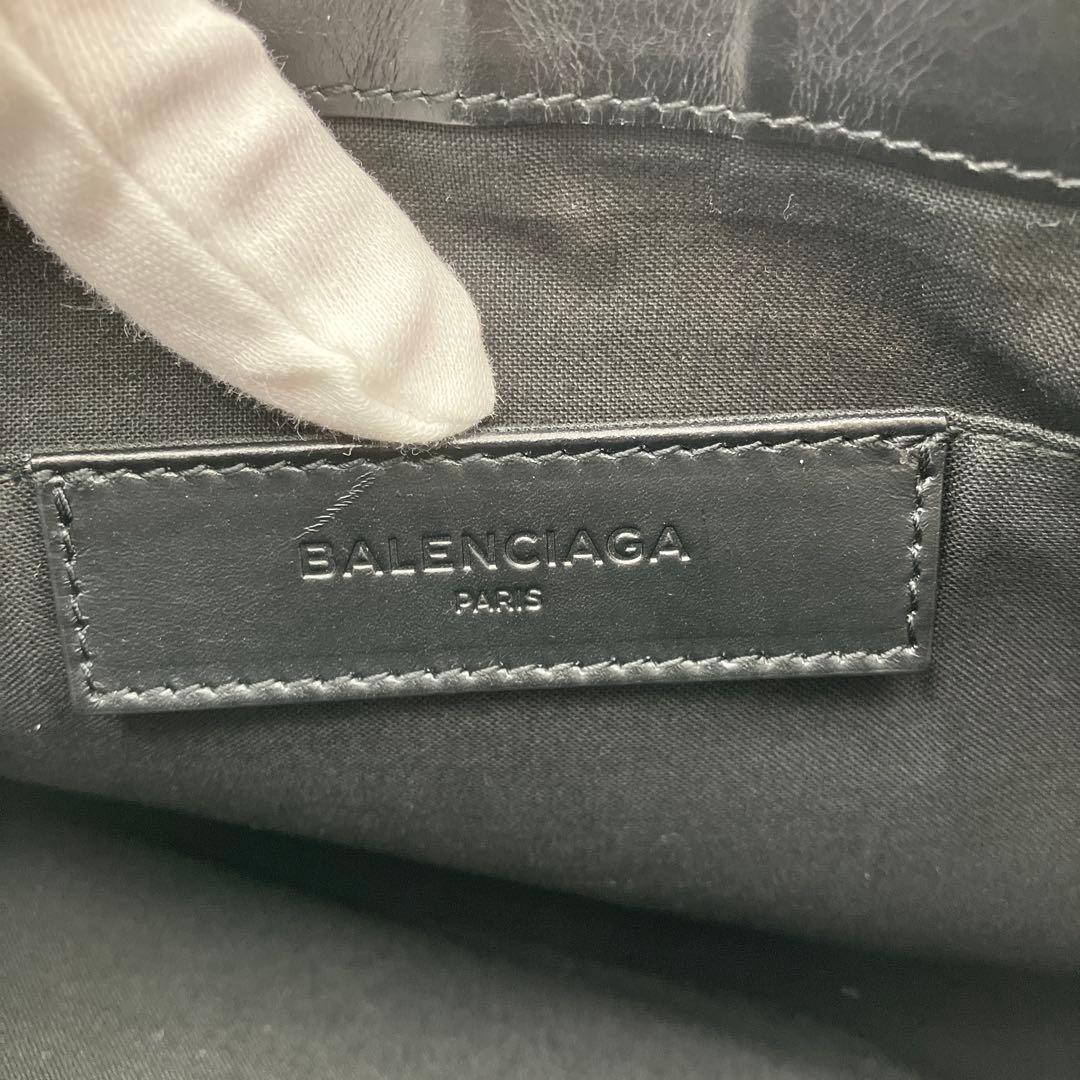 【美品】BALENCIAGA 373834 キャンバス レザー クラッチバッグ