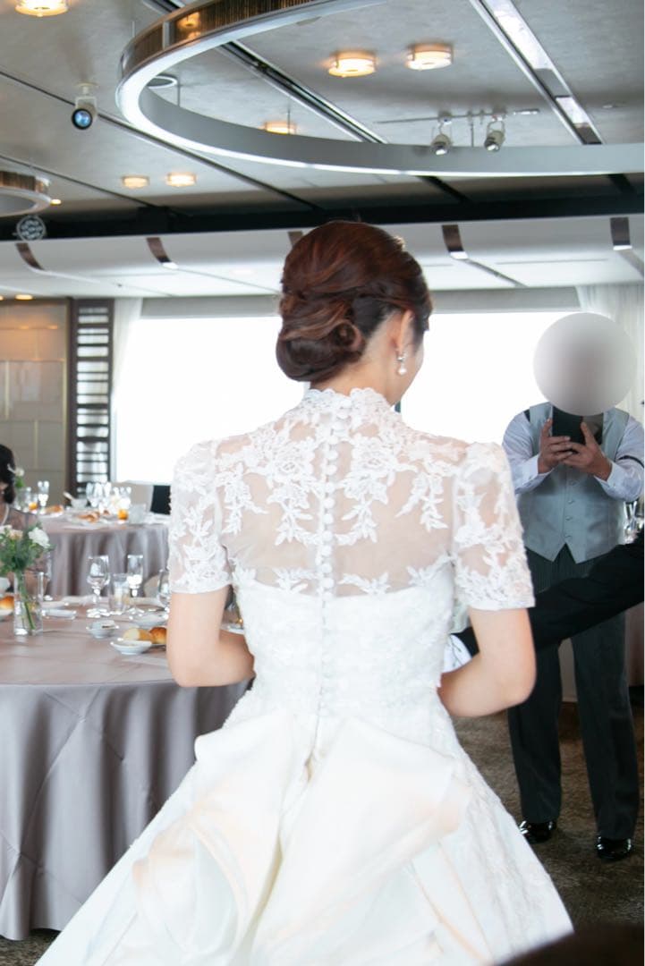 ま*や様 ウェディングボレロ　ブライダルボレロ　半袖　ハイネック　パフスリーブ