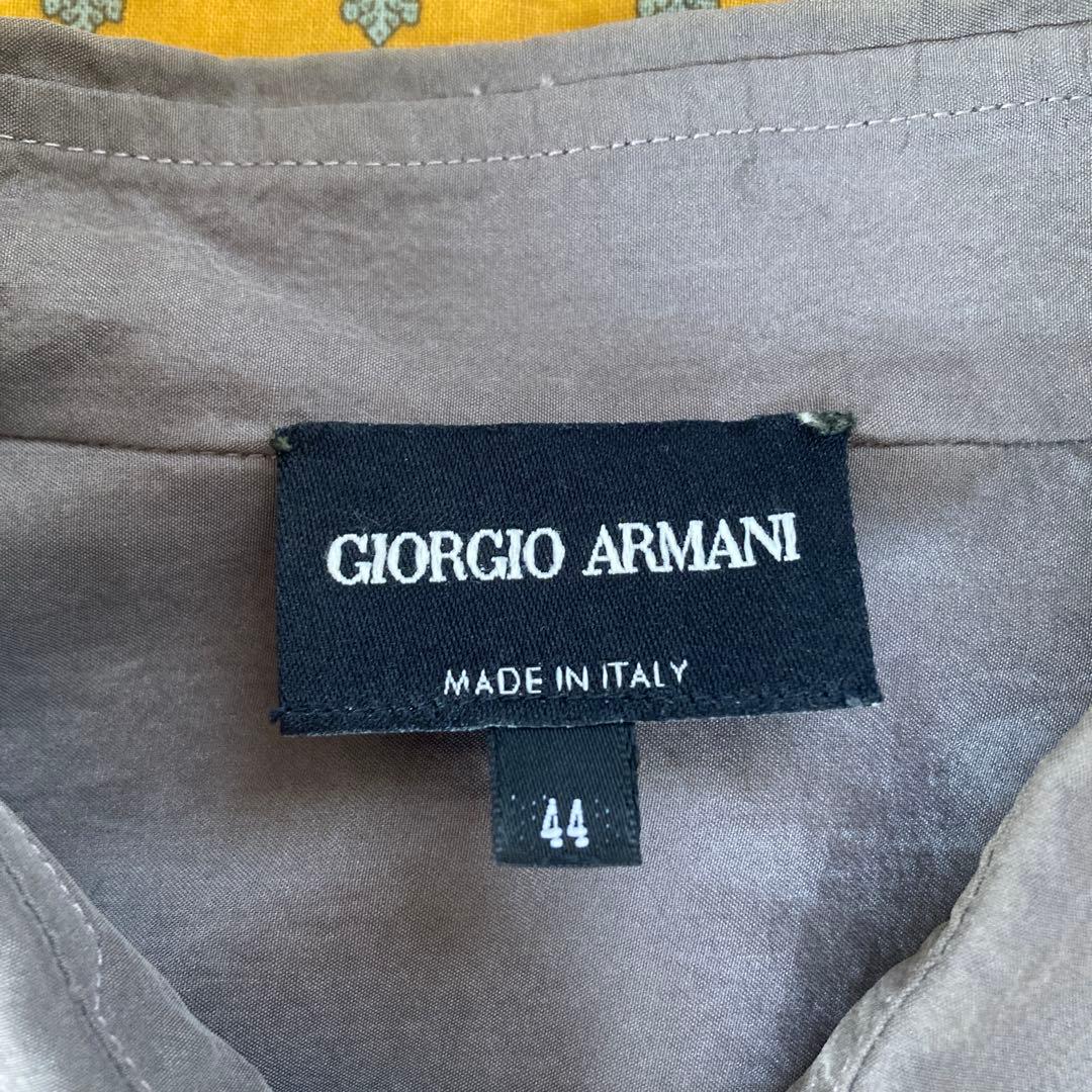 ジョルジオアルマーニ　44 グレー シルク　長袖ボタンシャツ　ブラウス