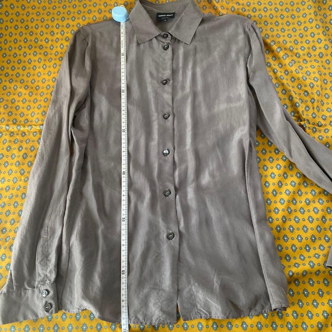 ジョルジオアルマーニ　44 グレー シルク　長袖ボタンシャツ　ブラウス
