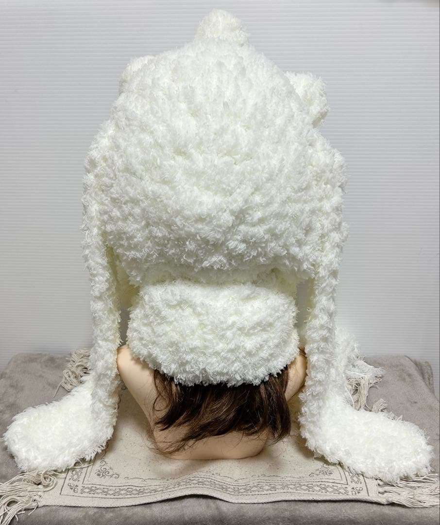 うさ耳ボンネット マフラー y2k ロリータ フリル 天使界隈 ゴスロリ