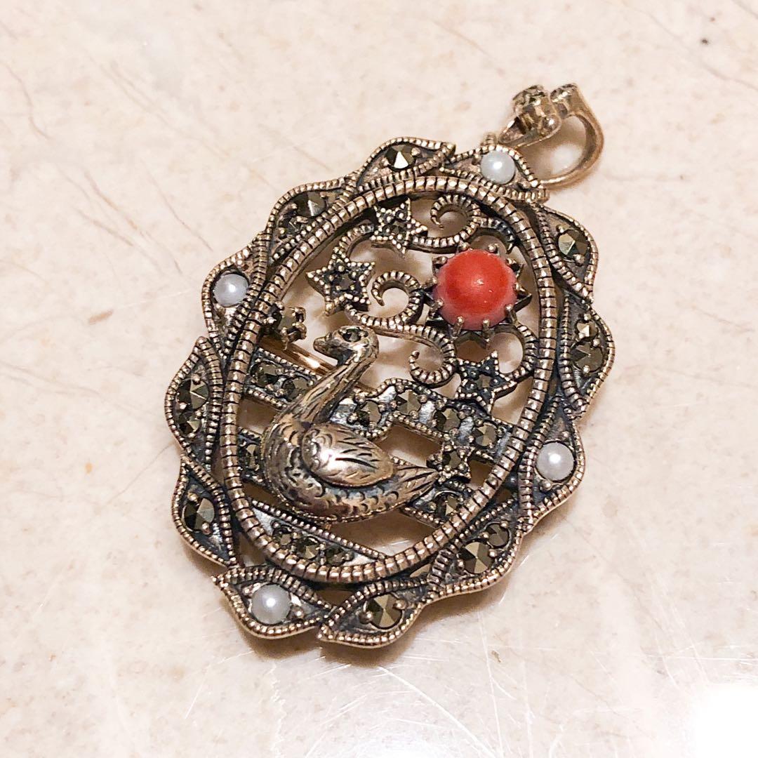 ROKUZAN 2way コーラルスワン￼ ペンダントトップ