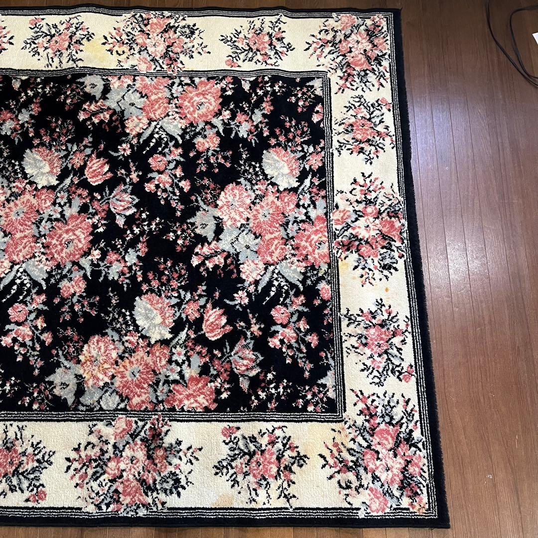 【アンティーク】昭和レトロ 花柄 絨毯 カーペット ラグマット 古道具 古民家