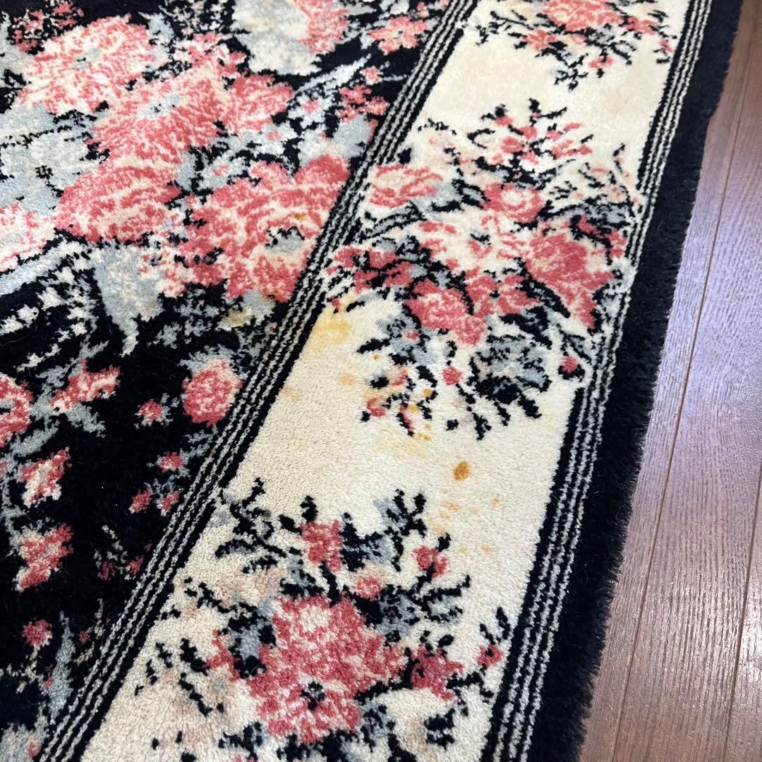 【アンティーク】昭和レトロ 花柄 絨毯 カーペット ラグマット 古道具 古民家
