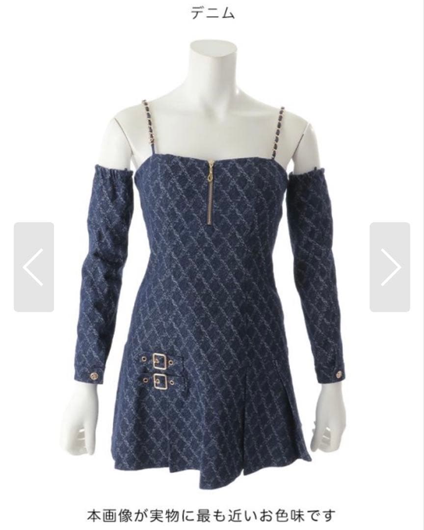 JEWELS 2WAYスリーブデニムキャミプリーツミニドレス/キャバドレス