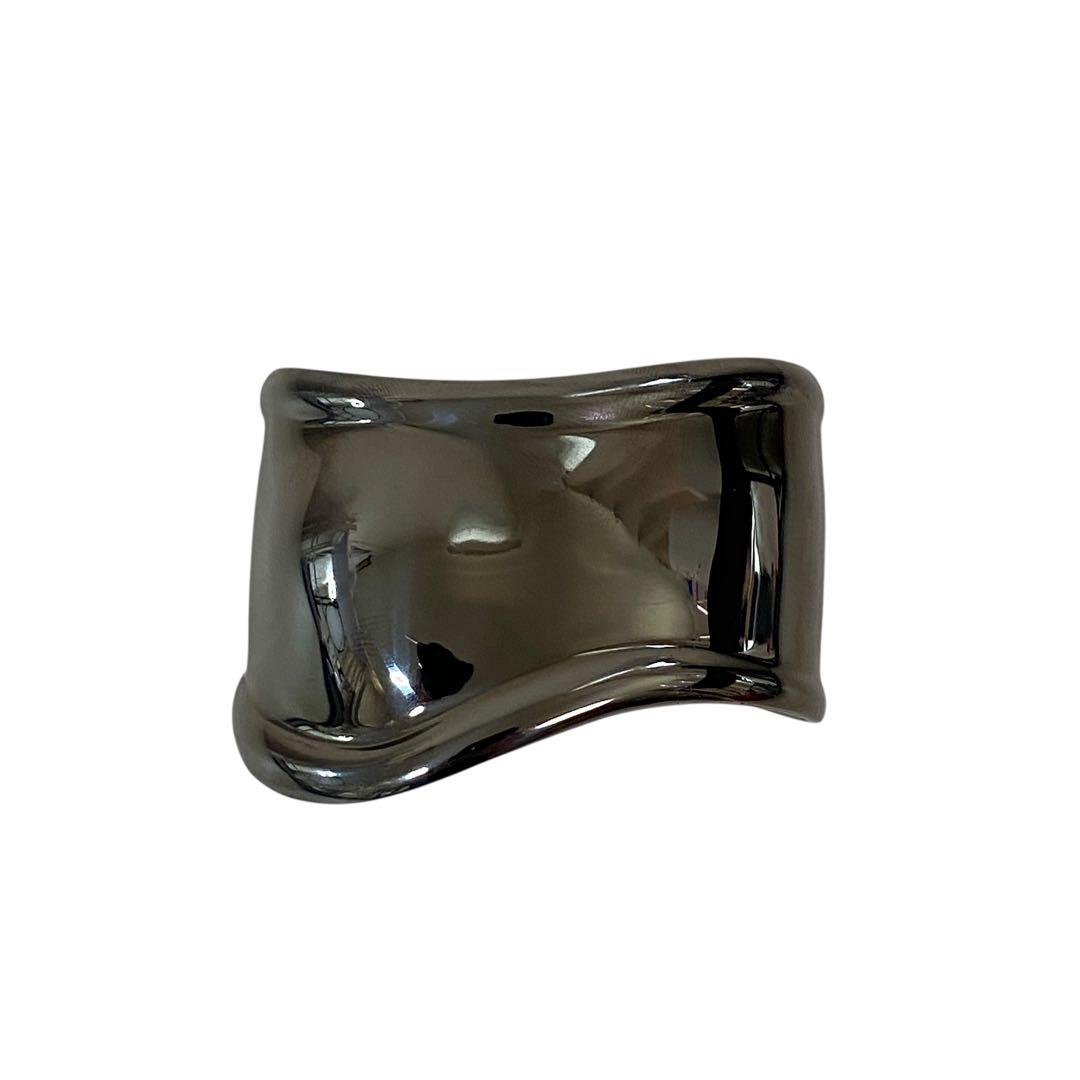 美品 ティファニー Tiffany ボーンカフ スモール ルテニウム.