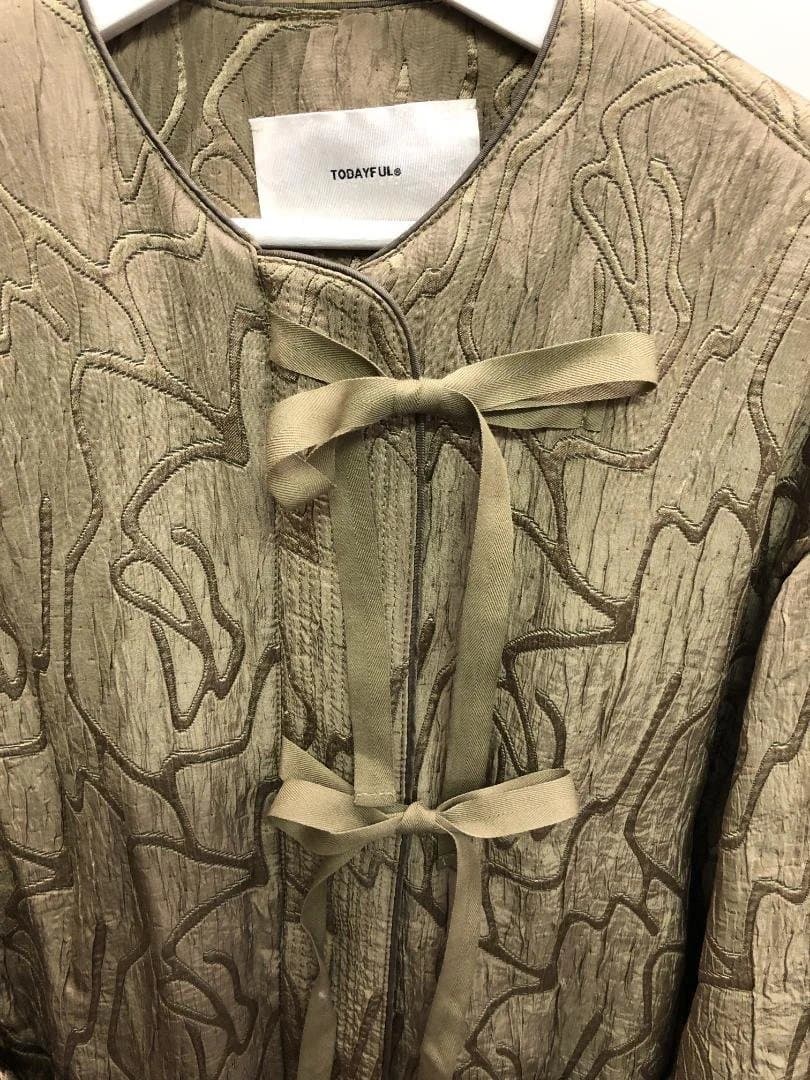 美品 TODAYFUL トゥデイフルジャガードパイピングブルゾン オリーブ 38