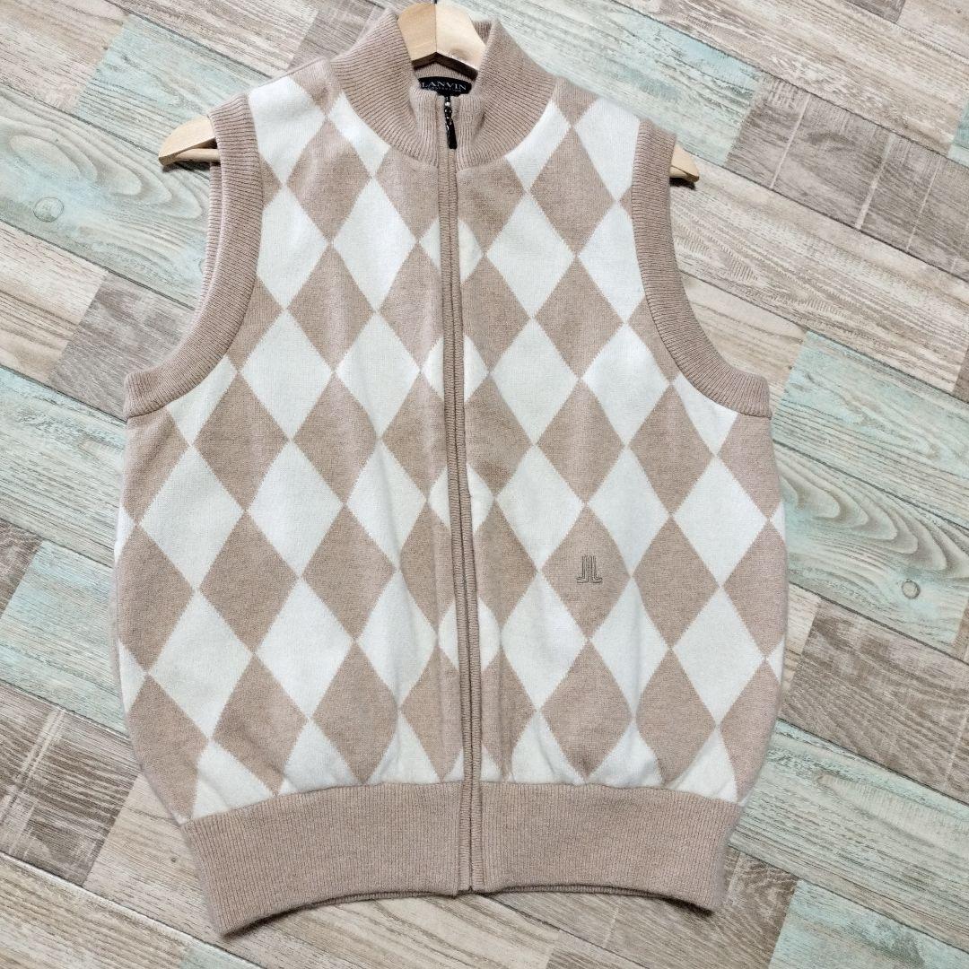 LANVAN COLLECTION カシミヤ100% アーガイルベスト　美品