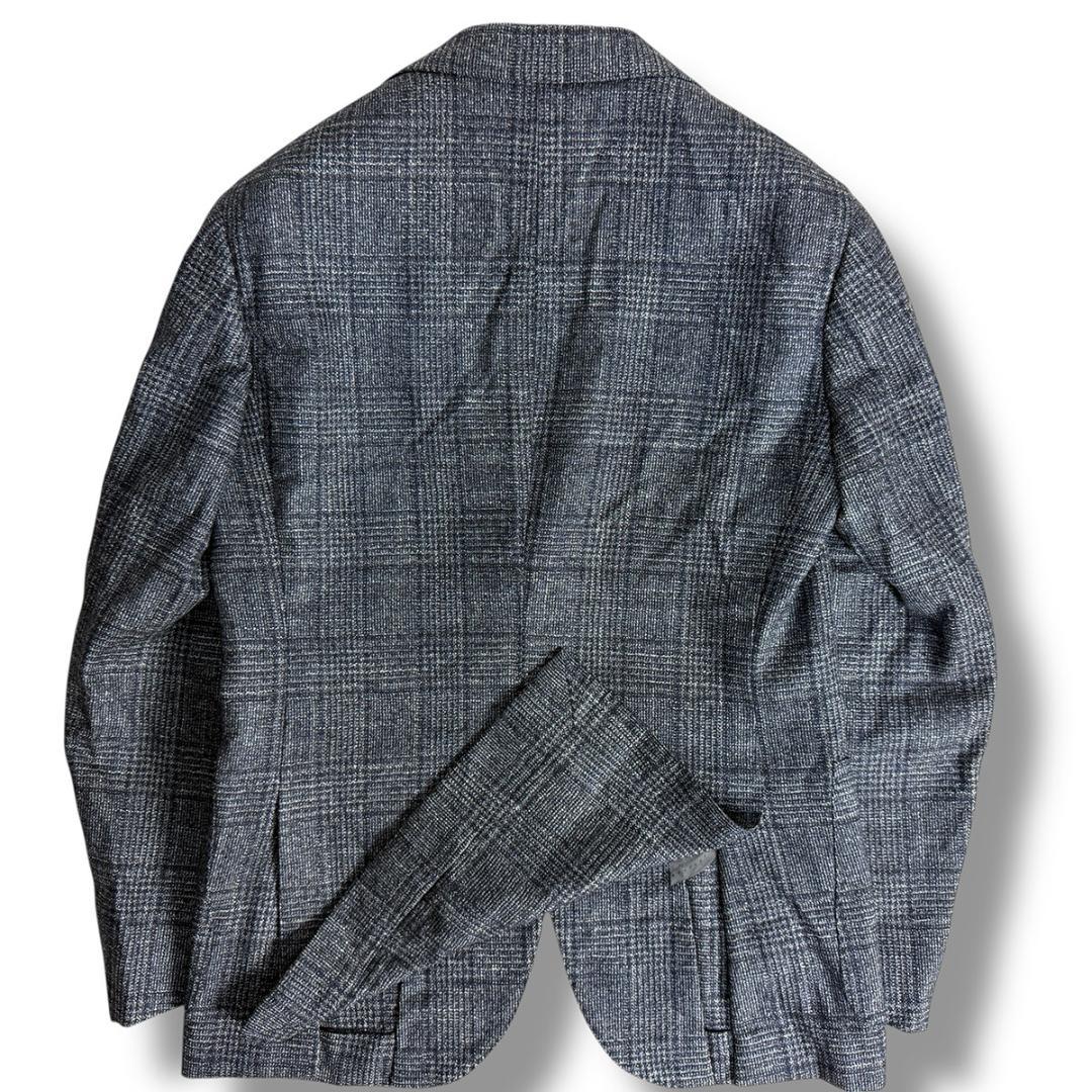 J6472美品ビームスFリングヂャケット製シルクカシミヤグレンプレイドジャケット