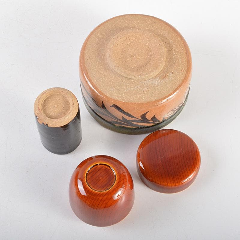 茶道具　飛騨春慶塗　茶箱　棗　茶碗など　五点　一式　共箱　M　R5769