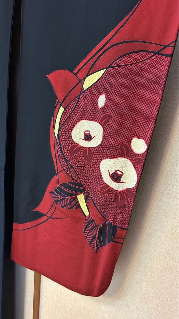 【美品✨️】振袖フルセット レトロモダン 赤 黒 椿 1998年製 成人式 卒業式