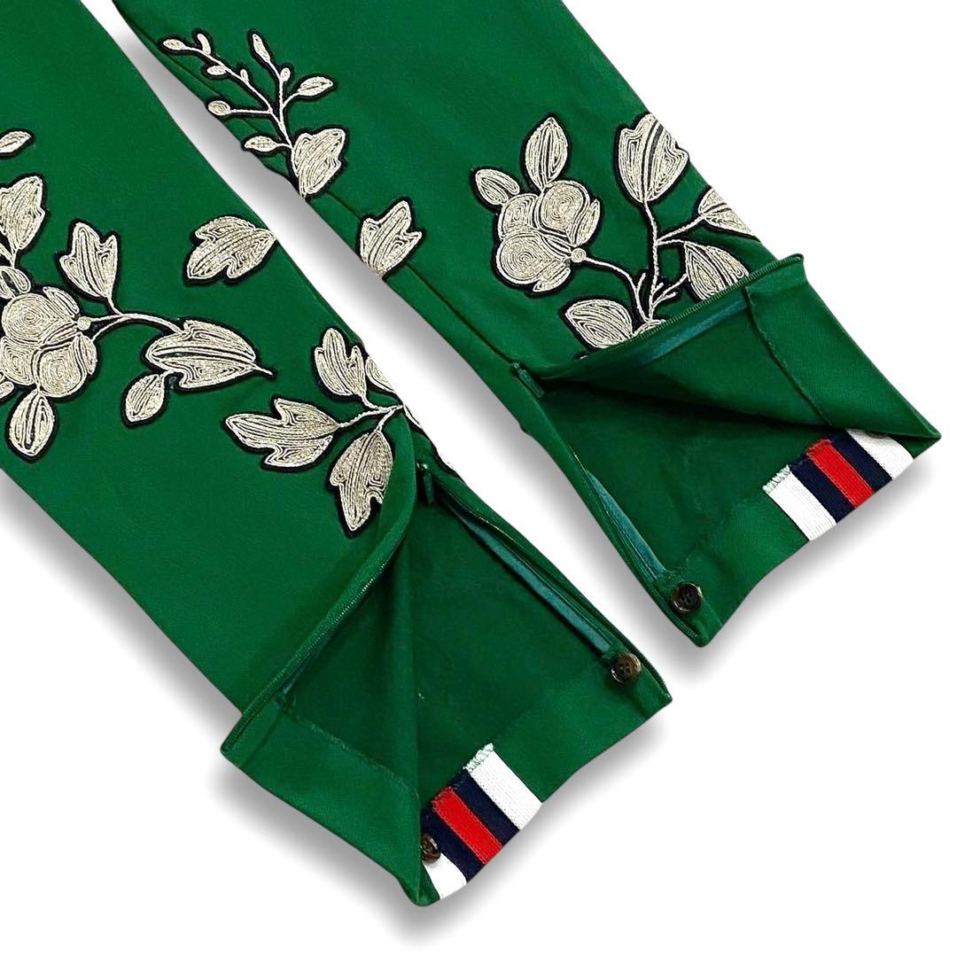 美品ꕥグッチ 2017年ランウェイ 花柄刺繍 シェリーライン ジャージーレギンス