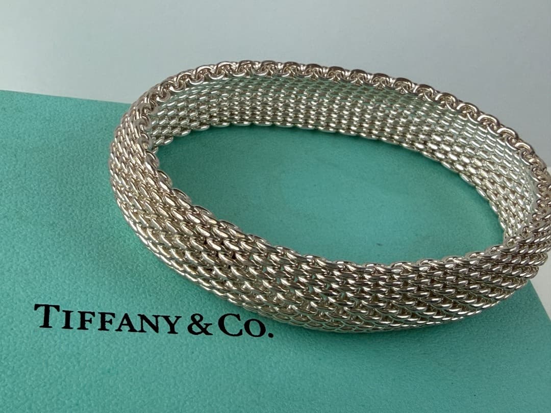 美品　ティファニー　サマセットメッシュ　バングル　９２５