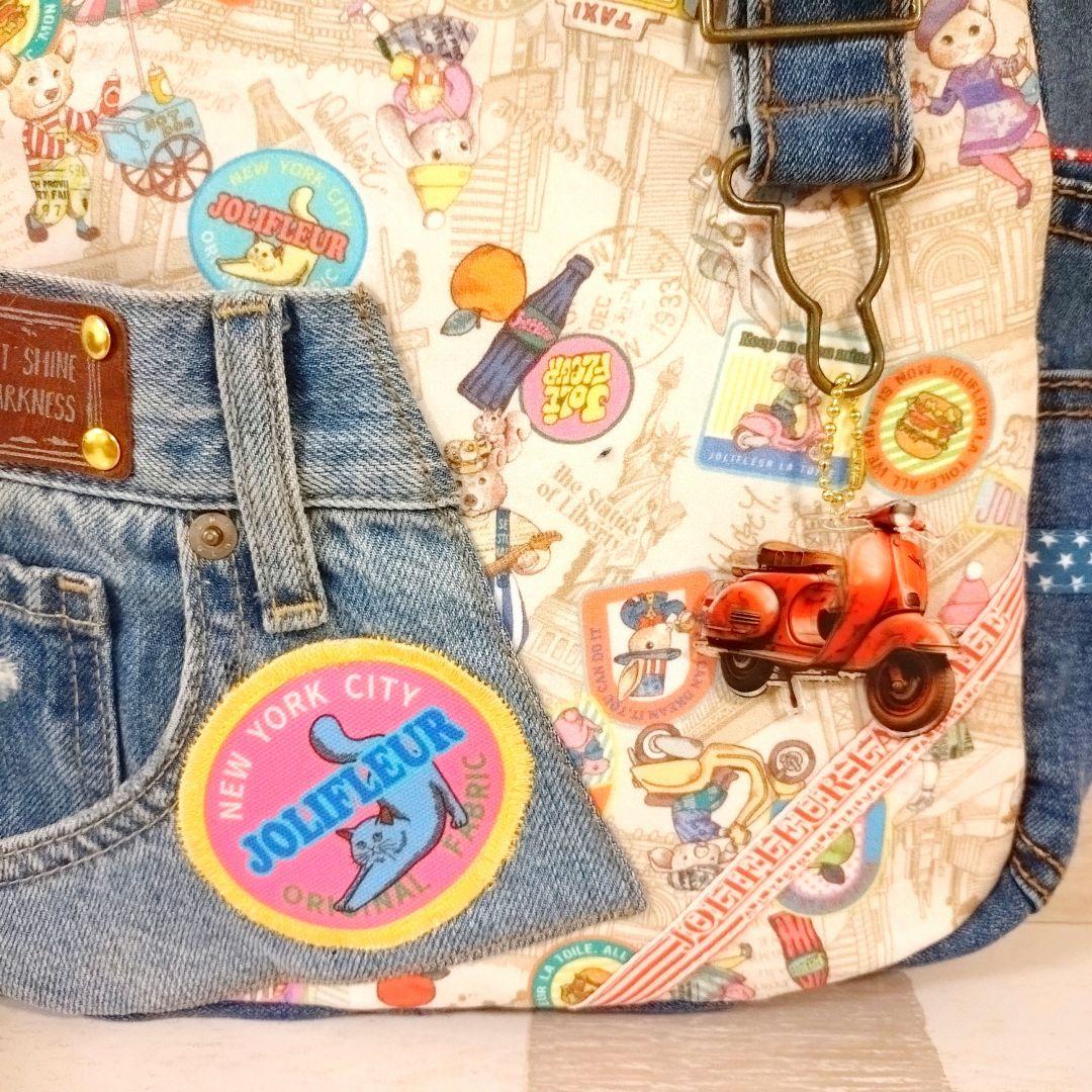専用☆大判コラコラ×デニムリメイクバッグ ☆ ジョリーフルール