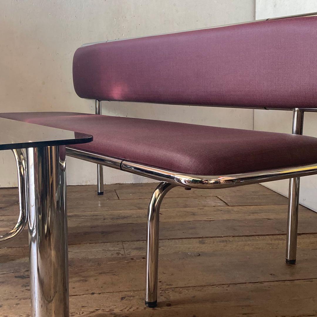 国産ヴィンテージ ベンチ ソファ レトロ スペースエイジ ロビーチェア