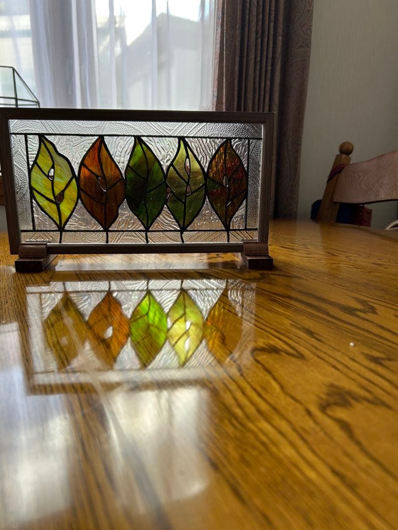 ステンドグラス　パネル秋の葉っぱ達11