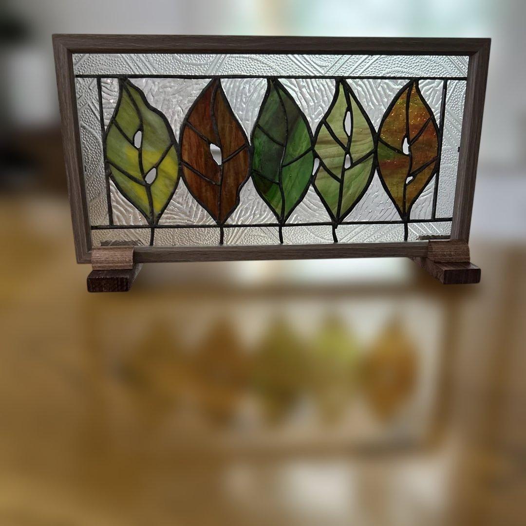 ステンドグラス　パネル秋の葉っぱ達11