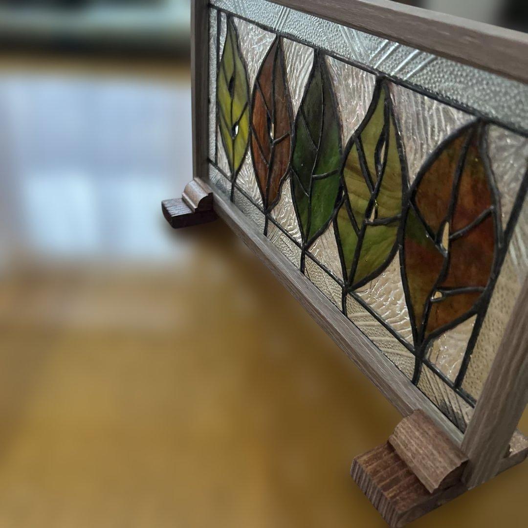 ステンドグラス　パネル秋の葉っぱ達11