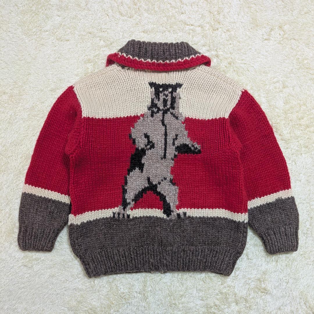 LONGHOUSE カナダ製 カウチンセーター ベアモチーフ ウール M〜L相当