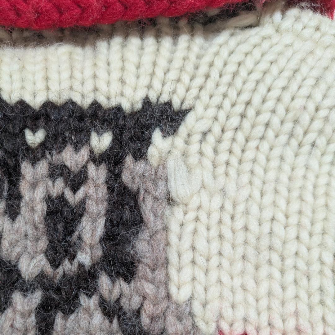 LONGHOUSE カナダ製 カウチンセーター ベアモチーフ ウール M〜L相当