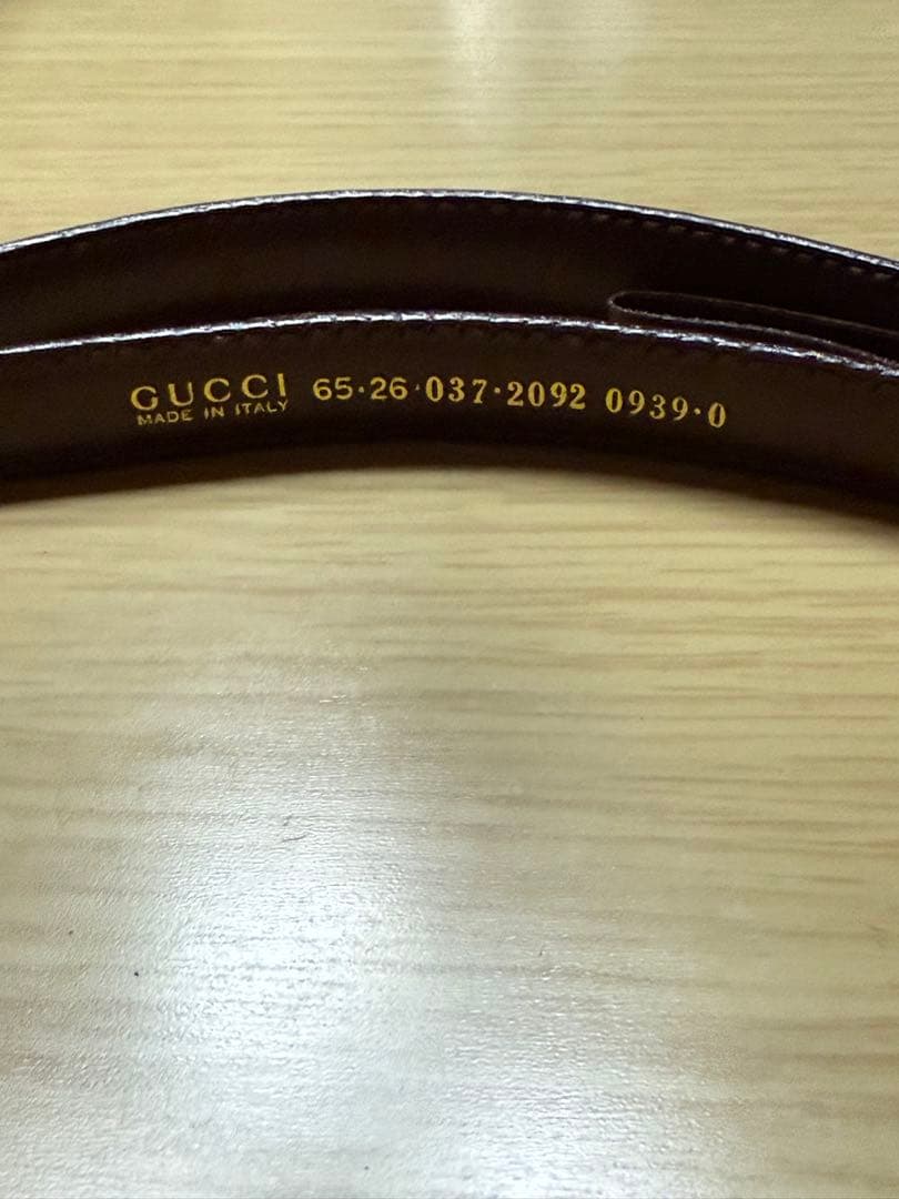 GUCCI グッチ　ヴィンテージ ベルト ゴールドロゴ バックル 本革