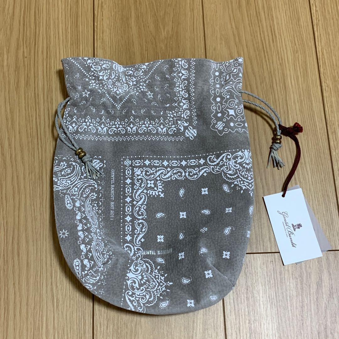 新品未使用　GENTIL BANDIT スエード巾着バッグ　アンテロープ　レザー