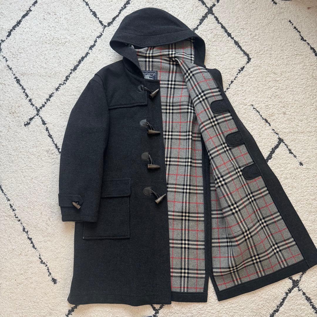 burberrys ダッフルコート　カシミヤ混　ロング　ノバチェック　グレー　L