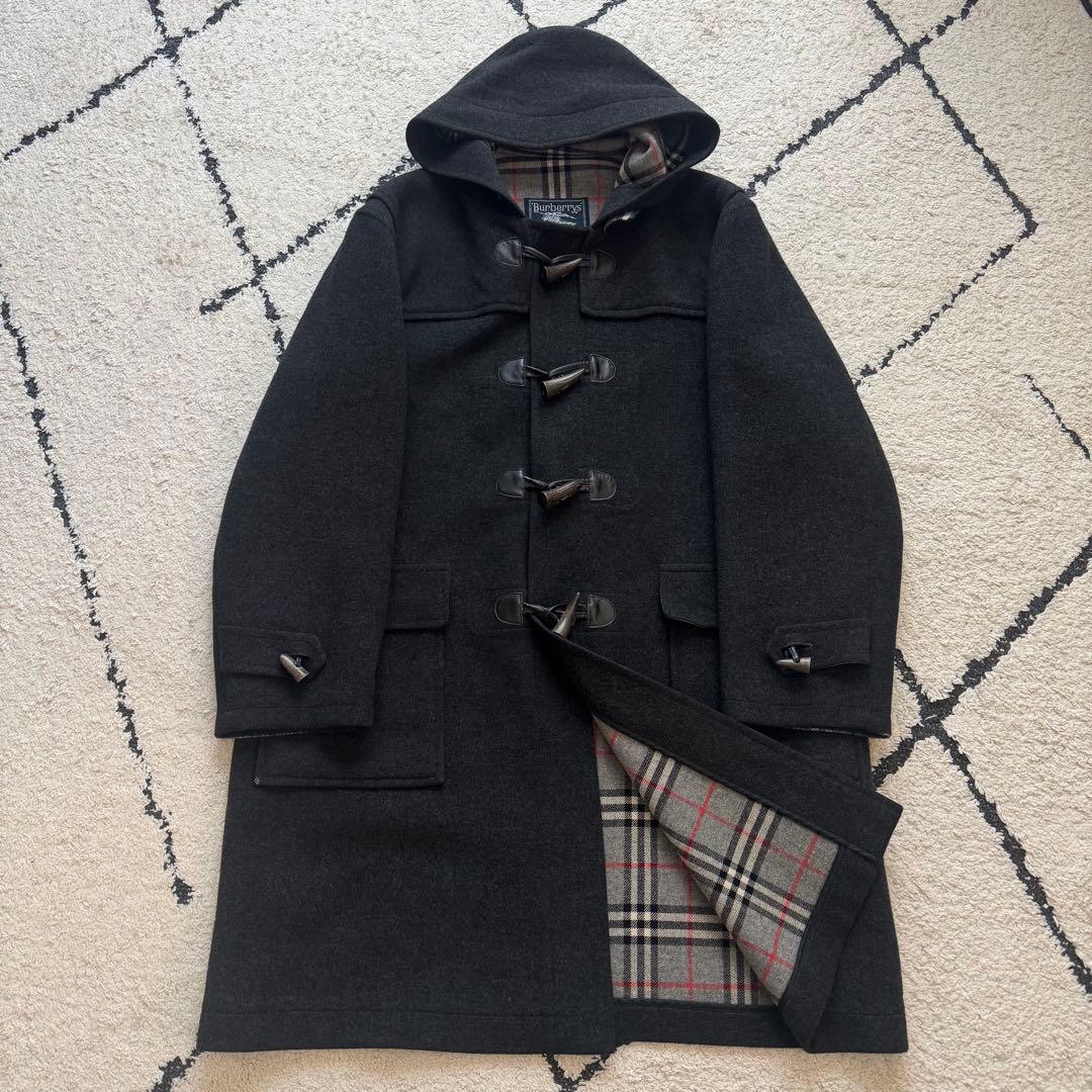 burberrys ダッフルコート　カシミヤ混　ロング　ノバチェック　グレー　L