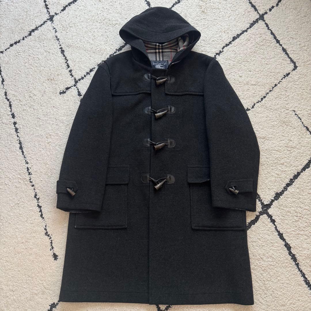 burberrys ダッフルコート　カシミヤ混　ロング　ノバチェック　グレー　L
