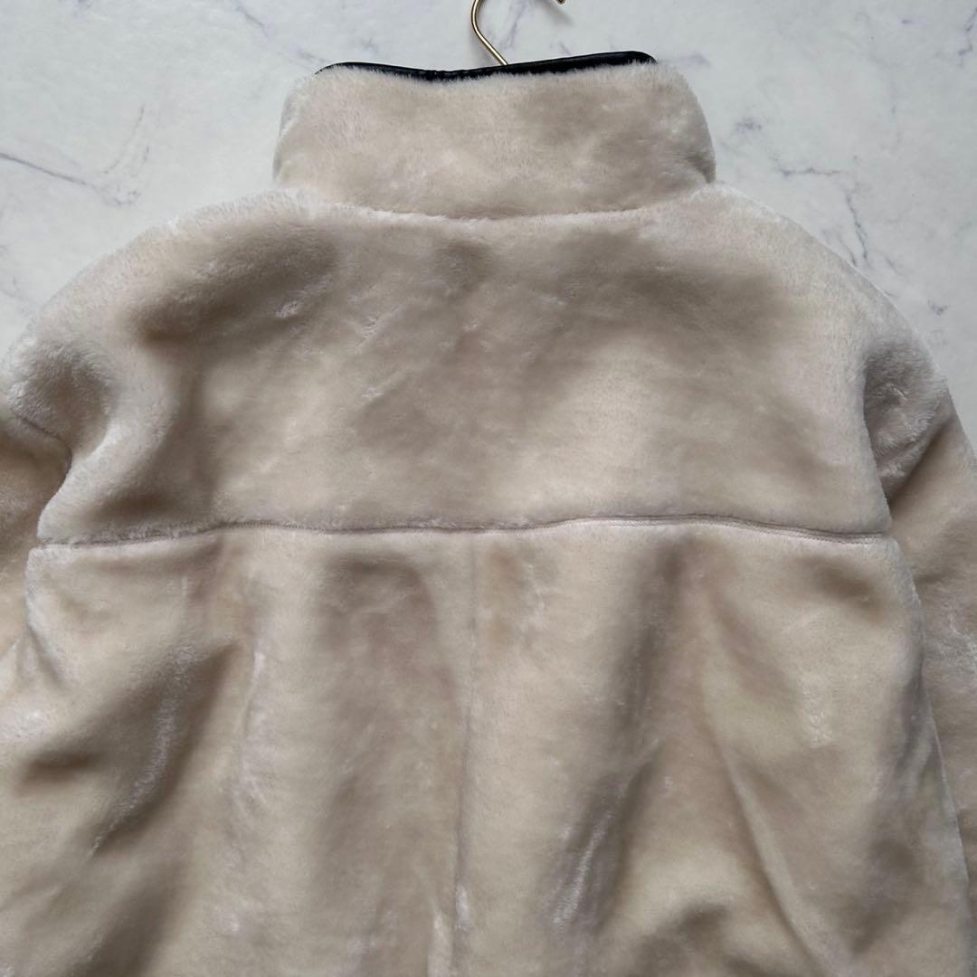 SHIPS WEB限定 高密度 ブライト ボア スタンドコート ホワイト