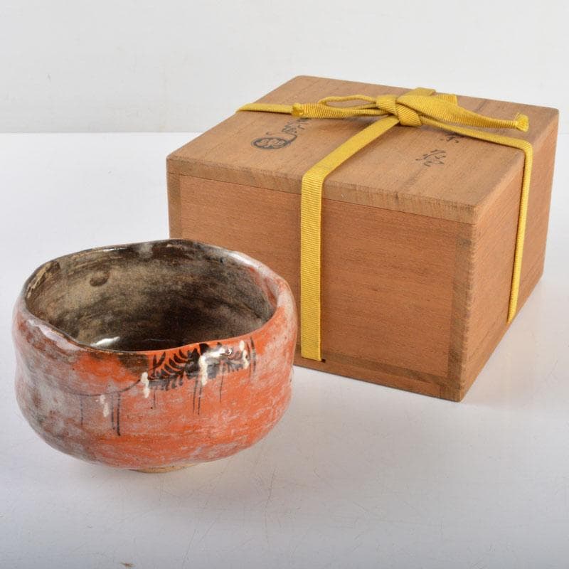 茶道具　楽吉左衛門　赤楽茶碗　共箱　M　R4715