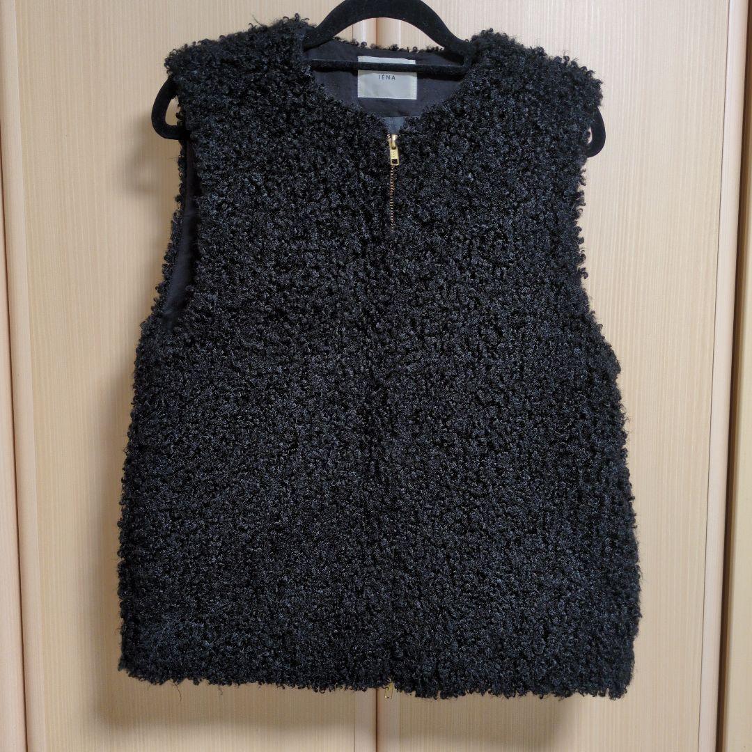 IENA フェイクファー カーリーベスト ブラック