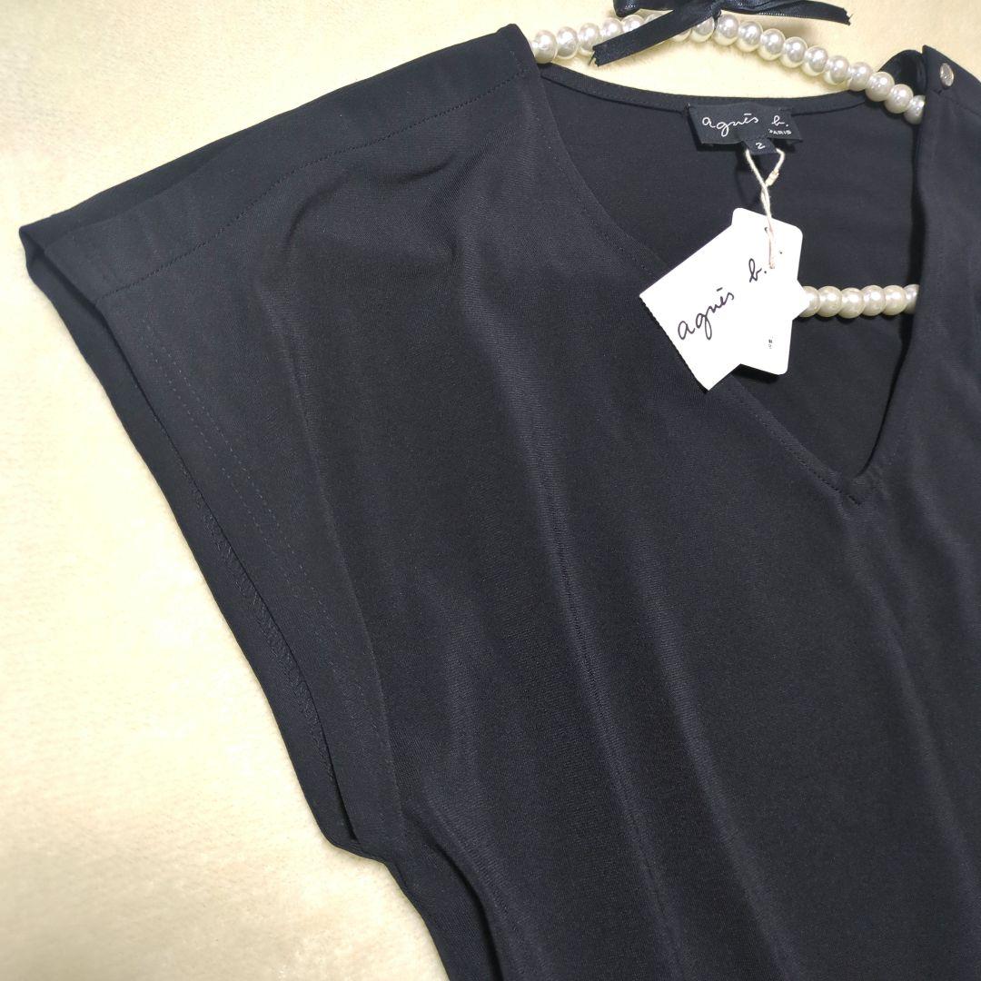 アニエスベー【新品 未使用品】Vネック ブラック ワンピース ドレス　黒　2