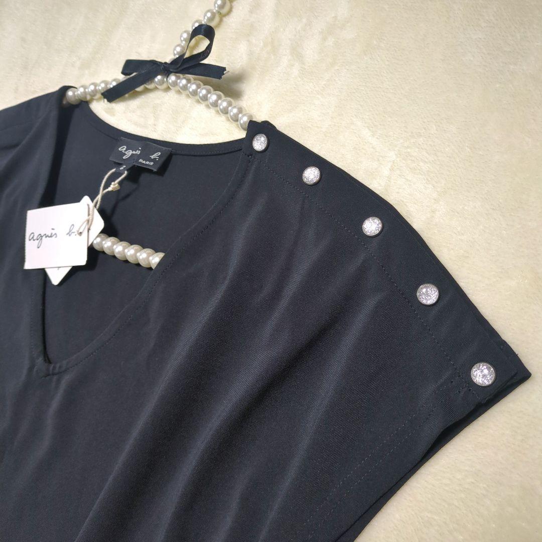 アニエスベー【新品 未使用品】Vネック ブラック ワンピース ドレス　黒　2